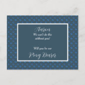 Ring-toonder-uitnodiging in blauw en wit aankondigingskaart (Voorkant)