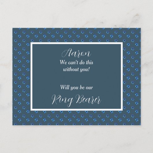 Ring-toonder-uitnodiging in blauw en wit aankondigingskaart (Voorkant)