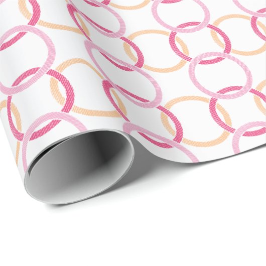 Ring Toss Interlocking Circles in Pink and Orange Cadeaupapier (Rol Hoek)