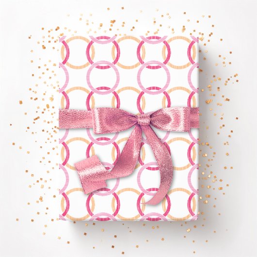 Ring Toss Interlocking Circles in Pink and Orange Cadeaupapier
