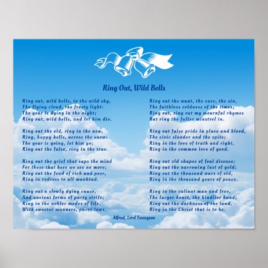 Ring uit, Wild Bells Nieuwjaar gedicht Poster (Voorkant)
