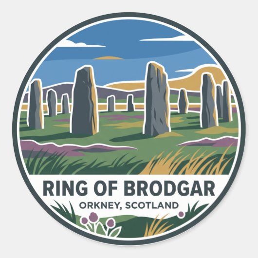 Ring van Brodgar Schotland Ronde Sticker (Voorkant)