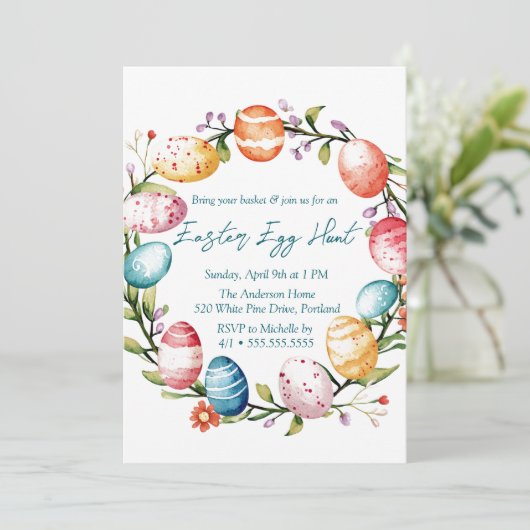 Ring van eieren en bloemen Easter Egg Hunt Kaart (Staand voorkant)