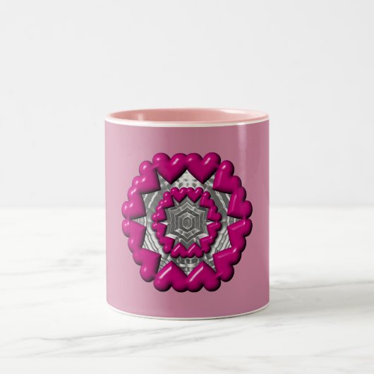 Ring van harten Valentijn Tweekleurige Koffiemok (Center)