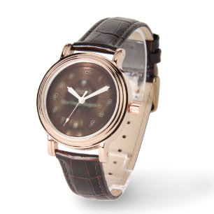 Ring van koperen Roos goudleer Horloge