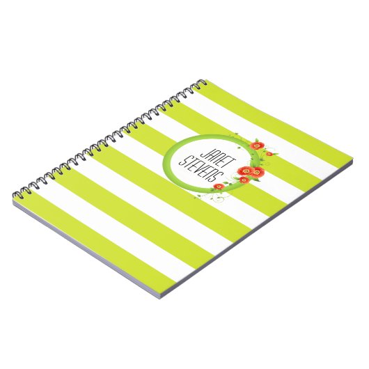 Ring van papavers gepersonaliseerde gestreepte notitieboek (Linkerzijde)