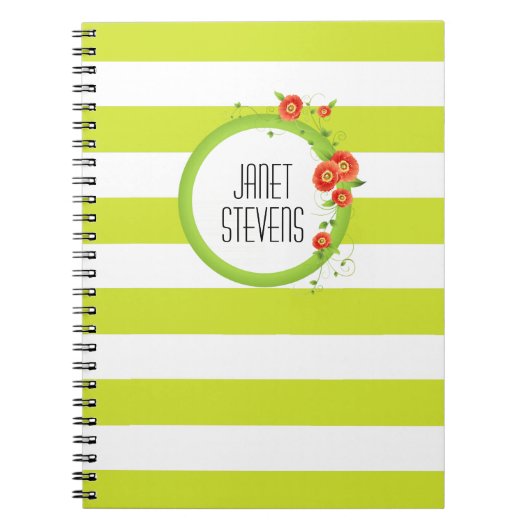 Ring van papavers gepersonaliseerde gestreepte notitieboek (Voorkant)