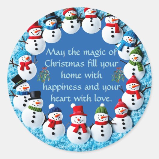 Ring van Sneeuwmannen Ronde Sticker (Voorkant)