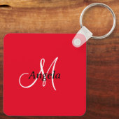 Ring van sociaal mediaplein Rood QR-code - alumini Sleutelhanger (Achterkant)