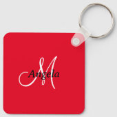 Ring van sociaal mediaplein Rood QR-code - alumini Sleutelhanger (Achterkant)