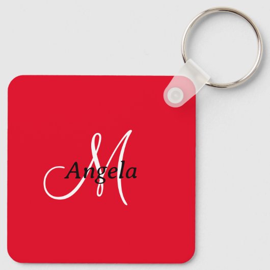 Ring van sociaal mediaplein Rood QR-code - alumini Sleutelhanger (Achterkant)