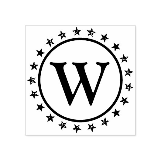 Ring van Sterren Monogram Rubberstempel (Afrduk)