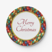 Ring van vrolijke kerstlichten papieren bordje (Voorkant)