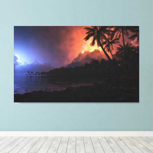 Ring van Vuur (Nacht) Canvas Afdruk (Insitu (Houten vloer))