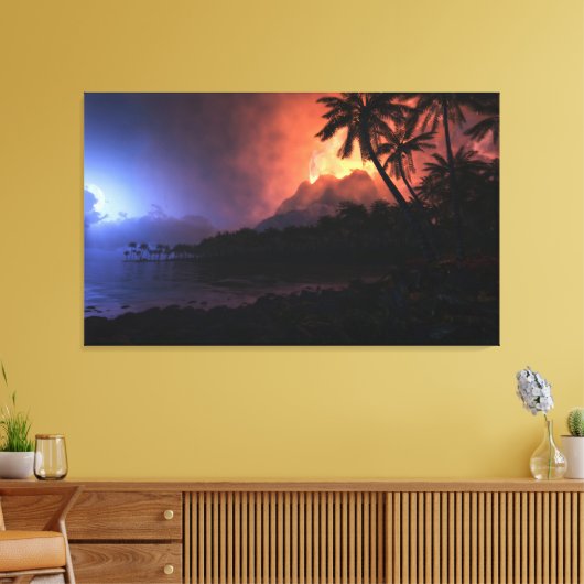 Ring van Vuur (Nacht) Canvas Afdruk (Insitu (Woonkamer))