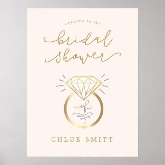 Ring Vrijgezellenfeest Welkomstbord, Chic Diamond  Poster (Voorkant)