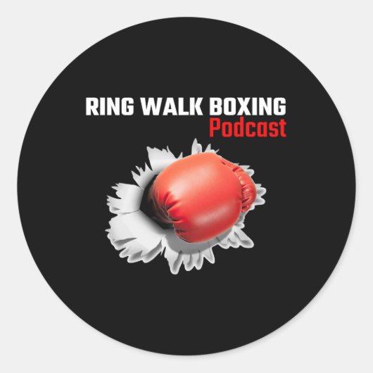 Ring Walk Boxing Podcast Ronde Sticker (Voorkant)