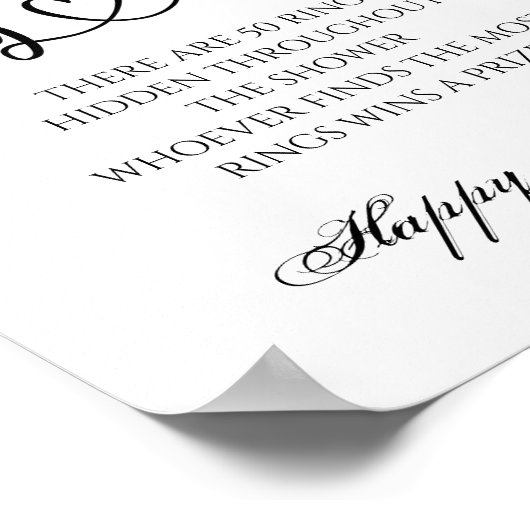 Ring zoek spel bruidsfeest bloemige bruiloft poster (Hoek)