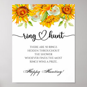 Ring zoek spel bruidsjurk bloemige bruiloft poster