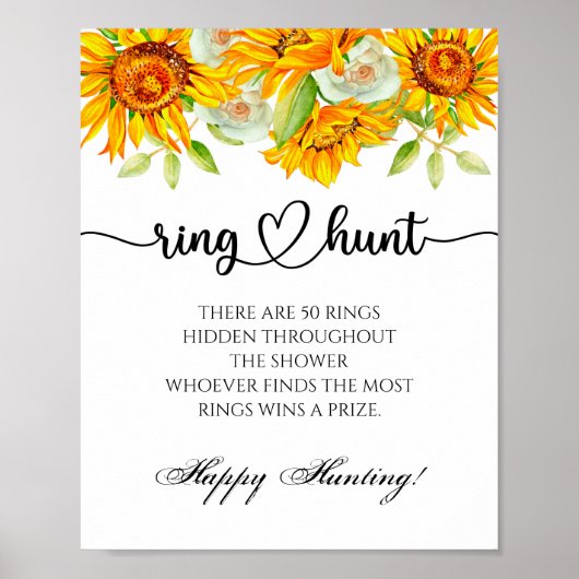 Ring zoek spel bruidsjurk bloemige bruiloft poster (Voorkant)