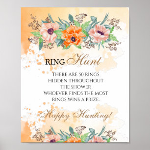 Ring zoek spel bruidsuitnodiging bloem bruiloft po poster