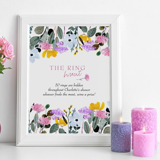 Ring zoek wildbloemen gazon bruiloftsspel poster