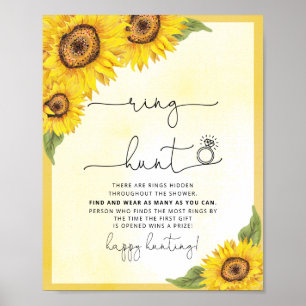 Ring zoek zonnebloemen bruidsfeest spelbord poster