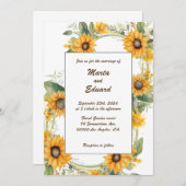 Ring Zonnebloemen: Gepersonaliseerde bruiloft uitn Kaart (Voorkant / Achterkant)