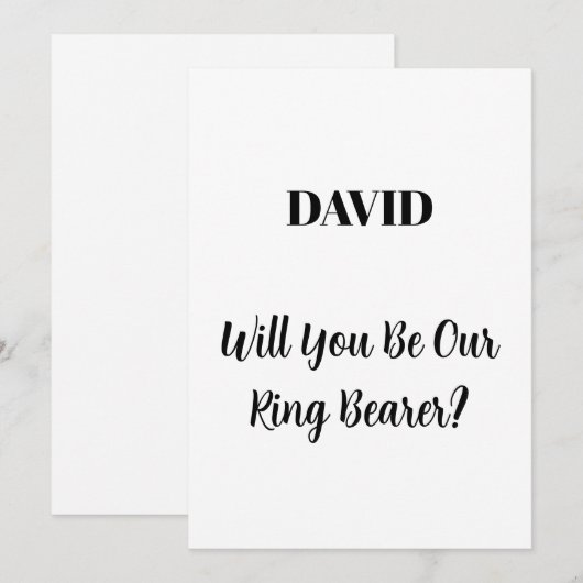 Ringbearer Aangepaste naam Eenvoudig minimaal huwe Kaart (Voorkant / Achterkant)