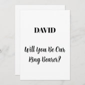 Ringbearer Aangepaste naam Eenvoudig minimaal huwe Kaart (Voorkant / Achterkant)