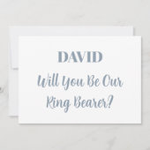 Ringbearer Custom Name Dusty Blue White Wedding Kaart (Voorkant)