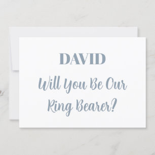 Ringbearer Custom Name Dusty Blue White Wedding Kaart