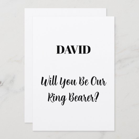 Ringbearer Custom Name Script Simple Wedding 2023 Kaart (Voorkant / Achterkant)