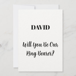 Ringbearer Custom Name Script Simple Wedding 2023 Kaart