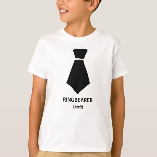 Ringbearer Dress Up Stropdas Custom Name Cool Wedd T-shirt (Voorkant)