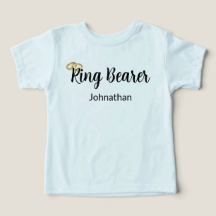 Ringbearer Script Gold Wedding Rings Boy's Name