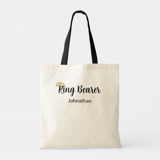 Ringbearer Script Gold Wedding Rings Boy's Name Tote Bag (Achterkant)