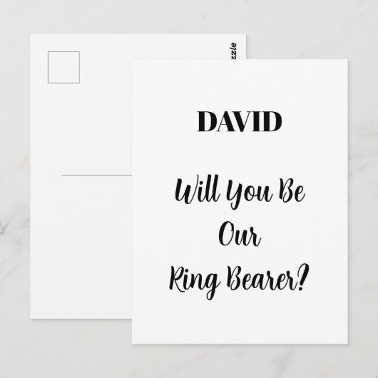 Ringbearer Wedding Simple Minimal Custom Name Briefkaart (Voorkant / Achterkant)