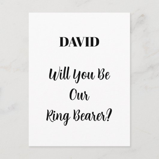 Ringbearer Wedding Simple Minimal Custom Name Briefkaart (Voorkant)