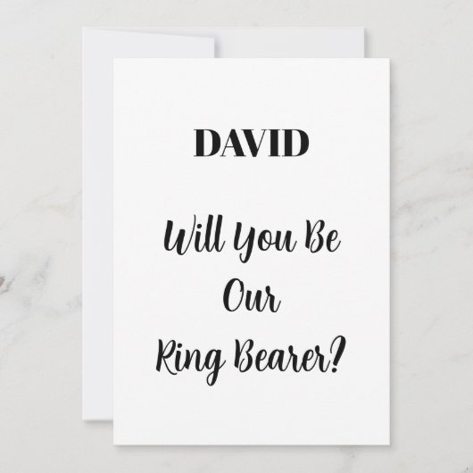 Ringbearer Wedding Simple Minimal Custom Name Kaart (Voorkant)