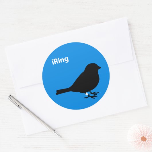 Ringblauw Ronde Sticker (Envelop)