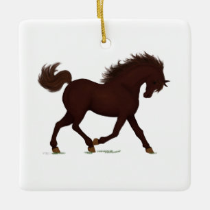 Ringbruine paarden of Pony-paardenkarm Keramisch Ornament