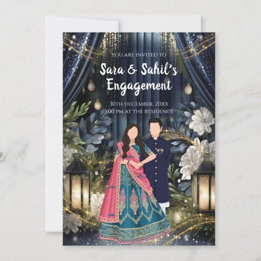 Ringceremonie uitnodigen Indiase Verloving uitnodi Kaart (Voorkant)