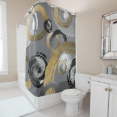 Ringcirkels Moderne Abstracte goudgrijs Douchegordijn (In situ)