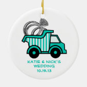 Ringdrager Dump Truck Foto Keramisch Ornament (Achterkant)