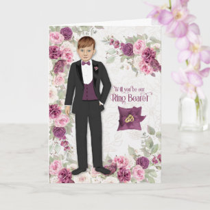 Ringdrager Huwelijksfeest Verzoek Plum Ranunculus Kaart