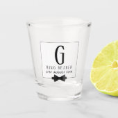 Ringdrager met monogram Zwarte Witte strikdas Brui Shot Glas (Voorkant)