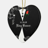 Ringdrager met zwarte smoking bruiloft gunst keramisch ornament (Links)