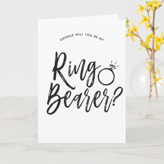 Ringdrager | Script Stijl Aangepaste Trouwdag Kaart (Gele Bloem)
