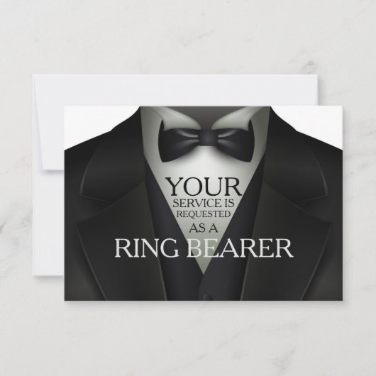 Ringdrager Smoking Trouwpartij Verzoek Kaart (Voorkant)